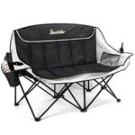 Seaonar Double Camping Chair for Adults Outdoor Folding Chair with 2 Cooler Bags Support 500lbs Heavy Duty Camp Chair for Outdoor Sports Beach - Black&Grey