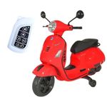 SKYA STAR 12V Vespa Rechargeable Battery Ride-On Scooter for Kids with Remote Control, Music, LED Lights & Training Wheels - Safe & Fun Electric Motorcycle for Ages 1-6 - Red