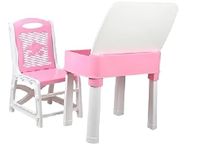 RISEM INTERNATIONAL Study Table & Chair Set for Boys and Girls with Small Box Space for Pencils and Other Stationery Plastic Study Table (2-6 Years) (Pink)