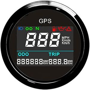 Geloo Contachilometri Tachimetro GPS, indicatore di velocità regolabile digitale impermeabile da 52 mm per camion moto barca auto (Nero)