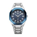 Fastrack Vyb Limitless Quartz Analog Navy Blue Dial Steel Genuine Leather Strap Watch for Men-FV30012KM02W