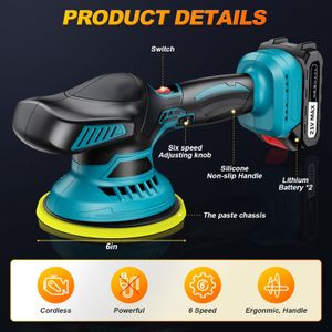 Cordless 6-Inch Car Polisher – Rechargeable Buffer for Auto Detailing
