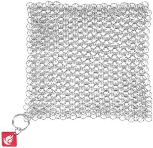 Knapp Made Small Ring Chainmail Scrubber - for Cast Iron, Premium Stainless Steel and Hard Anodized Cookware