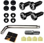 4 Set Black Anti Theft License Plate Screws Kits, Rustproof Stainless Steel Car Tag Plate Mounting Hardware, M6 (1/4") Tamper Proof Screws for Front Rear Frame Holder Mounting