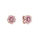 Pandora Moments Women's 14k Rose Gold-Plated Pink Daisy Flower Stud Earrings, No Box