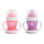 Munchkin Gentle Transition Baby Cup, Babies & Toddlers Sippy Cups with Handles & Lids, BPA Free Non Spill Cup, Dishwasher Safe, Leakproof Silicone Childrens Cups for 4+ Months - 4oz/118ml, Pink&Purple