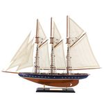 NAUTIMALL 25" Wooden Sailboat Model Sailing Yacht Atlantic Schooner Ship Scale Replica Nautical Home Decor Display Collection Watercraft