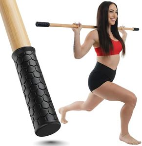 Yoga Stick Made from Natural Bamboo - 5ft Stretching Stick for All Fitness Levels - Stretch Bar with Non-Slip Handles for Mobility, Balance & Physical Therapy - Access 20+ Online Video & PDF Guides