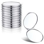 8 Pcs Compact Mirror Bulk with 1X 2X Magnification Double Sided Mini Travel Makeup Mirror Small Portable Pocket Mirror Folding Round Purse Compact Mirrors for Women Bridesmaid Gifts(Silver)