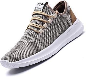 KEEZMZ Men's Running Shoes Fashion Breathable Sneakers Mesh Soft Sole Casual Athletic Lightweight, Beige, 6.5