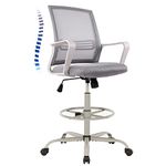 Drafting Chair, Tall Office Chair, Counter Height Office Chairs, High Adjustable Standing Desk Chair, Ergonomic Mesh Computer Task Chair with Armrests and Adjustable Foot-Ring for Bar Height Desk