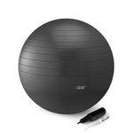 Amazon Basics Yoga Exercise Ball, Anti-Burst with Pump, 58-66cm Diameter, Black