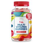 Kids Multivitamin 120 Strawberry Flavour Gummies - Strawberry Contains 9 Essential Vitamins + Minerals Including Vitamin C D A & B Vitamins for Childrens - Pack of 120 Chewable Vitamins