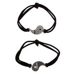 Claire's Yin & Yang Friendship Bracelets for Girls, Best Friend Gift, Adjustable Lace, Black, Stretch Fit, 2pc