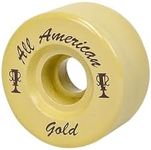 Sure Grip All American Gold Roller Skate Wheels | Manufactured with Vanathane Material | 62mm Indoor Wheel Backspacing for Smooth Sliding - Comes in Gold Color, Complete Set of 8 Wheels - Made in USA