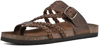 WHITE MOUNTAIN Women's Hayleigh Sandal, Brown/Leather, 9