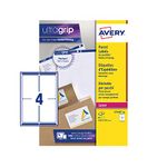 Avery Printable, Customisable Address Mailing Labels, Laser Printers, 4 Labels Per A4 Sheet, 40 Labels, UltraGrip (L7169), White, 139 x 99.1mm