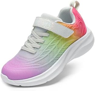 DREAM PAIRS Girls Shoes Kids Tennis Sparkle Ease Running Athletic Lightweight Sneakers for Little/Big Kids Toddler,Size 10 Toddler,Hot Pink/Yellow/Orange,SDRS2411K