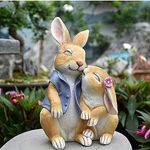 Shunyaju Garden Rabbit Statue Outdoor Decor Resin Funny Bunny Figurines for Outdoor Patio Lawn Yard Art Decoration Christmas Housewarming Gift