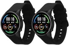 kwmobile Straps Compatible with Xiaomi Mi Watch Color Sport / S1 Active Straps - 2x Replacement Silicone Watch Bands - Black/Black