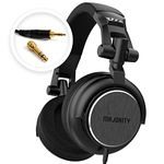 MAJORITY Studio 1 | Over Ear Wired Studio DJ Headphones | 50mm Drivers & 3m Coiled Cable | Cushioned Earpads with Foldable and Adjustable Closed Back Cups | Gold 6.5mm Adapter & Travel Bag Included