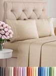 Queen Size 4 Piece Sheet Set - Comfy Breathable & Cooling Sheets - Hotel Luxury Bed Sheets for Women & Men - Deep Pockets, Easy-Fit, Extra Soft & Wrinkle Free Sheets - Cream Oeko-Tex Bed Sheet Set