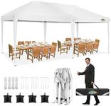 COBIZI 10x20 Pop Up Canopy Tent - Easy Set Up Waterproof Outdoor Shelter for Parties, Weddings | Portable Canopy with Carry Bag & 4 Sandbags | Ideal for Backyard & Commercial Use (White)