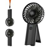 Wastou Handheld Fan, Portable USB Rechargeable Mini Fan, Silent Small Personal Hand Fan, Battery Operated Powerful 4 Speeds Quiet Table Desk Cooling Fan for Bedroom Office Travel (Black)