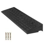 bimiti 1PC 4" Height Heavy Duty Rubber Kerb Ramp, 100x25x10 cm Portable Threshold Curb Ramp for Driveway Sidewalk, Non-Slip Ramps with 3 Bolts, for Wheelchair Car Truck Bike Motorcycle, Black