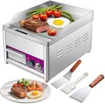 Mvegoiuok Commercial Electric Griddle 14 Inch Stainless Steel Table Top Griddle 1800W Indoor Grill Electric Flat Top Grill Smokeless