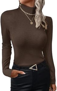 UEAL Womens Basic Tee Shirts Long Sleeve Ribbed Fall Tops Under Scrubs Shirts for Women Small Coffee