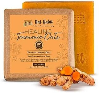 Nat Habit Handmade Healing Turmeric-Oats Butter Bath Soap With Cold Processed For Natural Exfoliation, Acne, Brightening, Skin Health & Tan Removal (125gm)