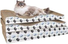 OMATSBEH 4 Pack Cat Scratcher Pad Cat Scratch Board Cat Cardboard Scratcher Nest Sleeping Cat Scratcher Cardboard for Indoor Cats (4 Pack Grey Cat)