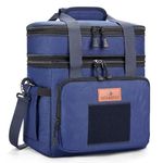 Tactical Lunch Box, Expandable Insulated Large Lunch Bag, Heavy Duty Waterproof Leakproof Cooler Bag for Adults/Men/Work Outdoor Picnic Day Trips, 20 Can/15 L, Blue, HSHRISH