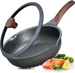 Vinchef Nonstick Deep Frying Pan Skillet with Lid, 11in/5Qt Saute Pan, German 3C+ Ceramic Coating Technology, Heat Indicator, Induction Compatible