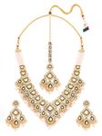 ZAVERI PEARLS Green Meenakari Kundan Bridal Choker Necklace Earring & Maangtikka Set For Women-ZPFK17354