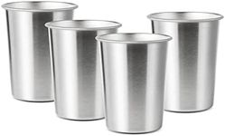 YOLCAR 4Pack 6oz Small Stainless Steel Cups, BPA Free Healthy Pint Drinking Cups Metal Drinking Glasses ​For Kids (Silver, 170ml/6oz)