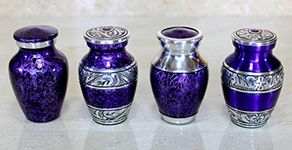 eSplanade Set of 4 Cremation urn Memorial Container Jar Pot | Metal Urns | Burial Urns | Memorial Keepsake Urns. (Purple)