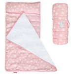 Moonsea Toddler Nap Mat Pink, Removable Pillow and Fleece Minky Blanket, Lightweight and Soft Perfect for Kids Preschool, Daycare, Travel Sleeping Bag for Girls, Designed to Fit on a Standard Cot