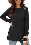 Odosalii Tunic Tops for Women UK Lightweight Womens Jumpers Black Sweatshirts Longline Fall Winter Plus Size Tops Black XXL