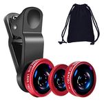 Professional 3in1 Camera Lens Kit, 180 Degree Fish Eye Lens, 0.67X Wide Angle, 10X Macro Lens, Universal Clip HD Camera Lens Kit for iPhone, iPad, Android Smartphone & Tablets