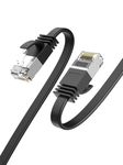 CableCreation Flat Cat8 Ethernet Cable 1.6FT, 40Gbps 2000Mhz High Speed Slim Internet LAN Cable Cord Gigabit RJ45 Router Cable Compatible for Computer Laptop PS5 PS4, Switch Box PC,TV Box, 0.5m, Black