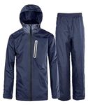 ZITY Rain Gear for Men Waterproof Golf Rain Suit Lightweight Rain Jacket and Pants with Hood 2 Piece for Fishing Navy M