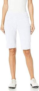 SLIM-SATION Women's Golf Wide Band Pull On Short with Real Pockets(White,2)