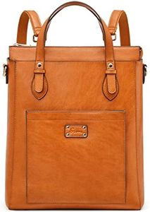 S-ZONE Mochila convertible de piel auténtica para mujer, bolso de mano, bolsa de hombro, para trabajo, viajes, con funda de equipaje, Marrón, Estándar, Mochilas Daypack