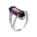 Beydodo Anniversary Rings White Gold Plated, Wedding Rings for Women with Big Purple Cubic Zirconia, Size N 1/2