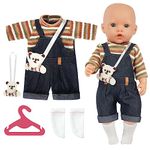 Aolso Baby Doll Clothes for 14-18 Inch Doll 35-45 cm Baby Doll, New Doll Clothes Outfits, Bear Overalls with 1 Coat hanger, New Born Baby Dolls Girls Birthday