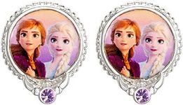 Disney Frozen 2 Sisters Elsa and Anna Fine Silver Plated Crystal Stud Earrings