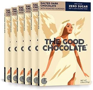 The Good Chocolate - Salted Almonds Keto Chocolate Bars, Zero Sugar, Lower Net Carb Snack, Lower Calorie, Vegan Chocolate Candy, 6 Bar Value Pack