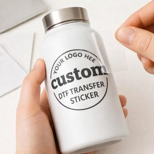 Custom Logo Vinyl Transfer Stickers for Small Business Branding, Full Color UV DTF Cold Rub-On Transfer Decals on A4 Sheet for Glass, Packaging & Smooth Surfaces